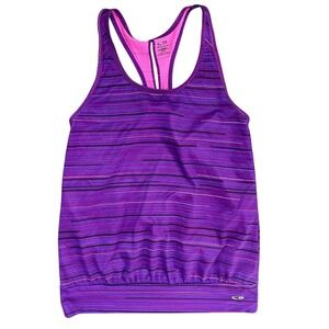 Champion Small DUODRY Purple Striped‎ Racerback Tank Top Athletic Activewear
